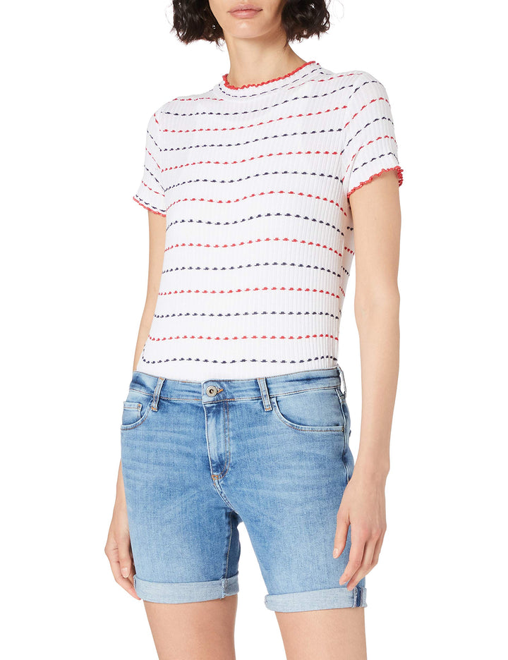 Cross Damen Genna Jeans-Shorts 26W Kurz Mid Blue, 26W Kurz Mid Blue