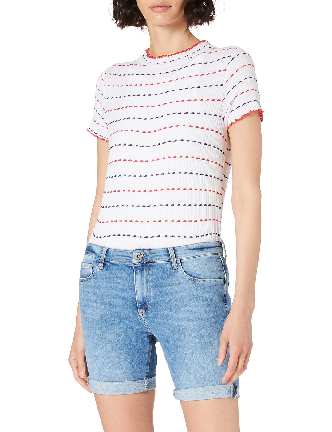 Cross Damen Genna Jeans-Shorts 26W Kurz Mid Blue, 26W Kurz Mid Blue