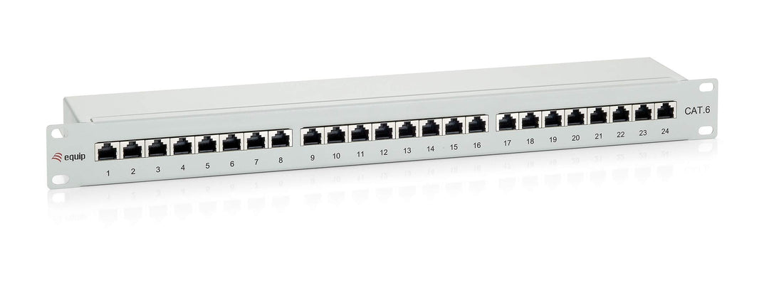Equip Patchpanel 24x RJ45 Cat6 19" 1HE grau 24 Ports Grau, 24 Ports Grau