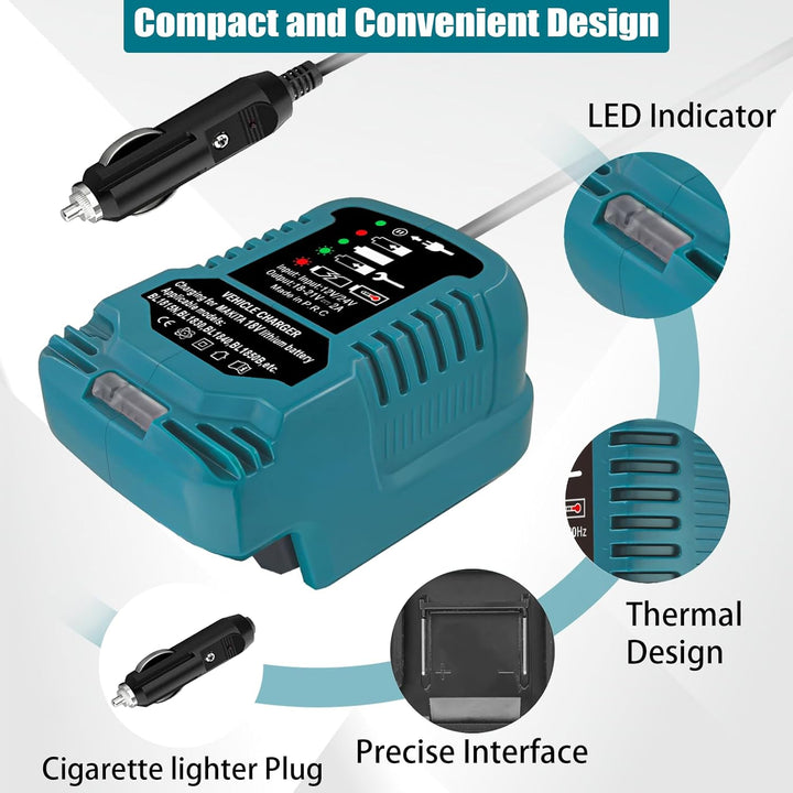 Mini Auto ladegerät für Makita 18V Akku, tragbares Schnellladegerät für das Auto, 1/4 Grösse des DC1