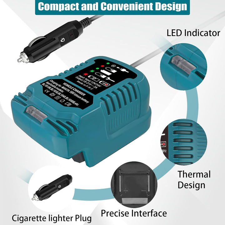 Auto DC18RC Schnellladegerät Kompatibel für Makita 18V Akku BL1830 BL1840 BL1850 BL1860, mit LED Anz