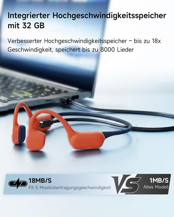 Knochenschall Kopfhörer (Orange Schwarz), Orange Schwarz