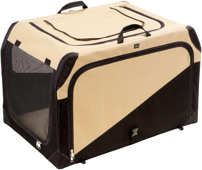 HUNTER Hundetransportbox, Autobox, strapazierfähig, zusammenklappbar, 106 x 71 x 69 cm, beige/schwar