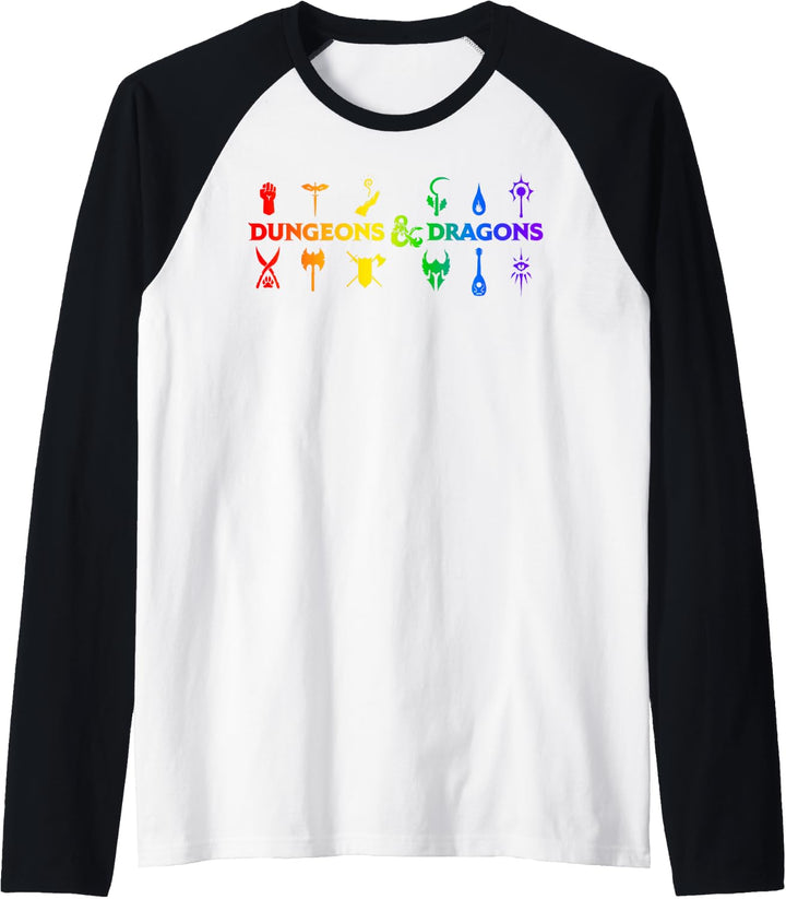 Dungeons &amp; Dragons Classes Rainbow Gradient Raglan