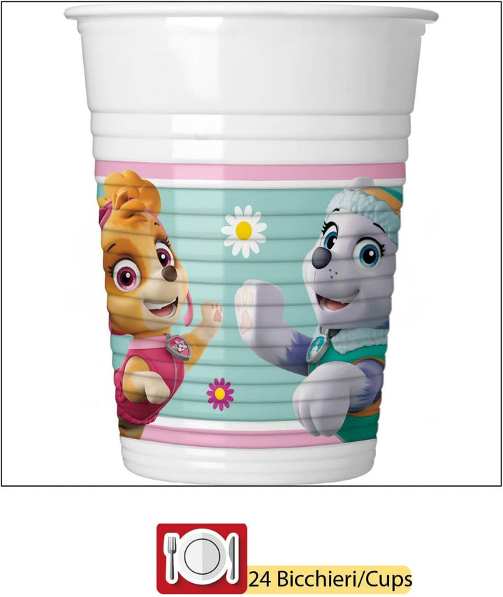 Ciao AZ018 Paw Patrol Skye & Everest People (112 pcs Ø23cm, Plates Ø20cm, Cups, 40 Napkins) Party Ta