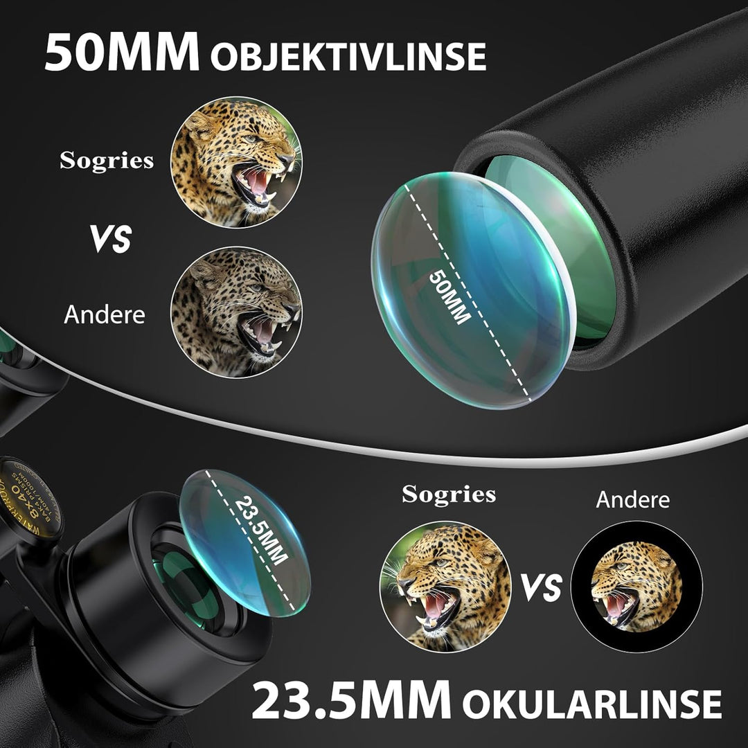 10 x 50 Fernglas - Hochleistungs-Fernglas für Erwachsene, HD optisches System, Rutschfester Griff, w