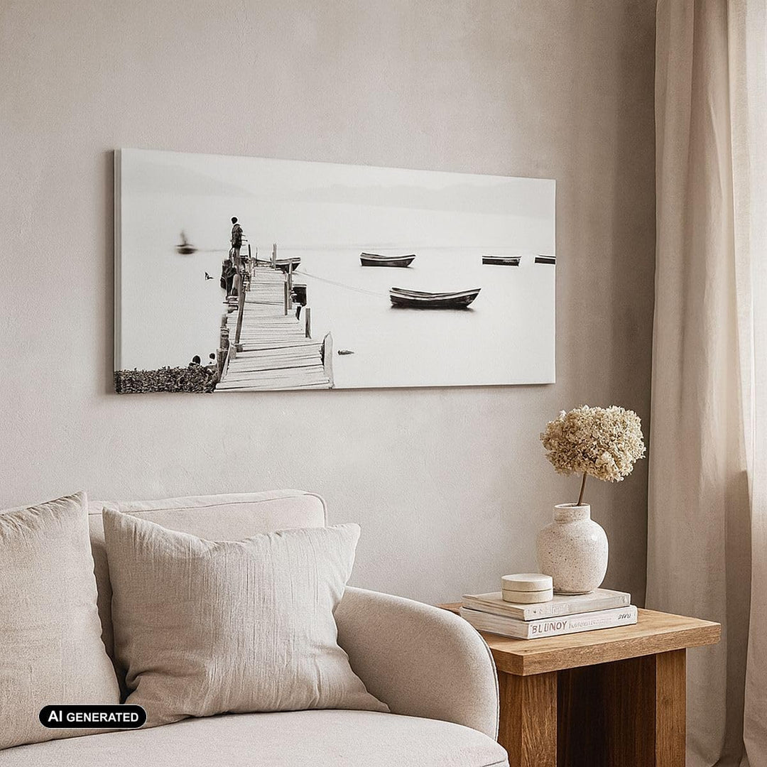 Wandbilder Dekoration Wohnzimmer Fussgängerbrücke See hongkong Panorama Bilder auf Leinwand 120x50cm