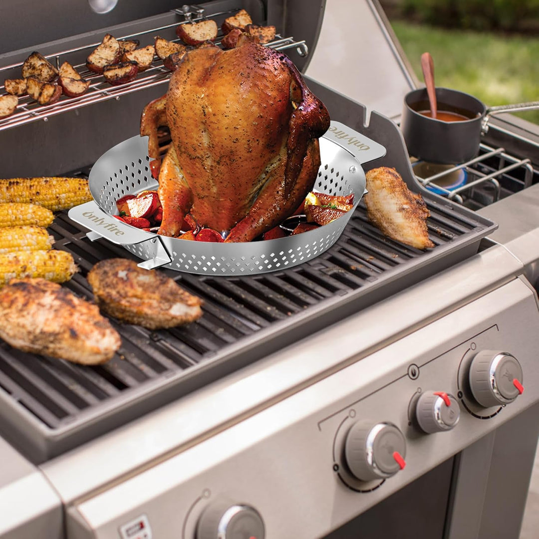 only fire Hähnchenbräter, Hühnerhalter mit abnehmbarem Hühncheneinsatz für Weber Gourmet Barbeque Sy