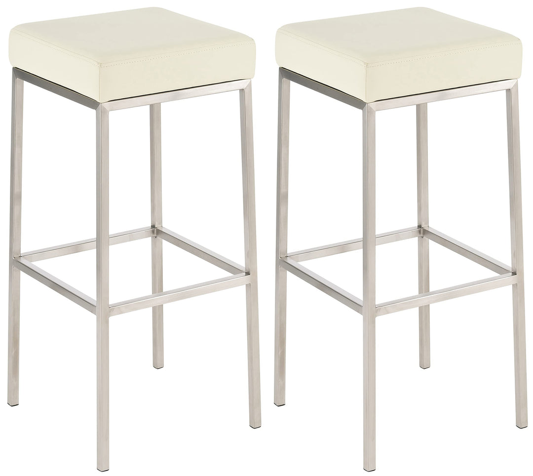 CLP 2er Set Barhocker Montreal Kunstleder I Gepolsterte Stühle Für Bartresen, Farbe:Creme, Gestell F