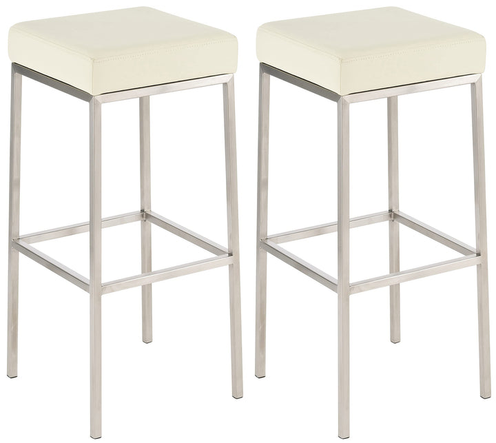 CLP 2er Set Barhocker Montreal Kunstleder I Gepolsterte Stühle Für Bartresen, Farbe:Creme, Gestell F