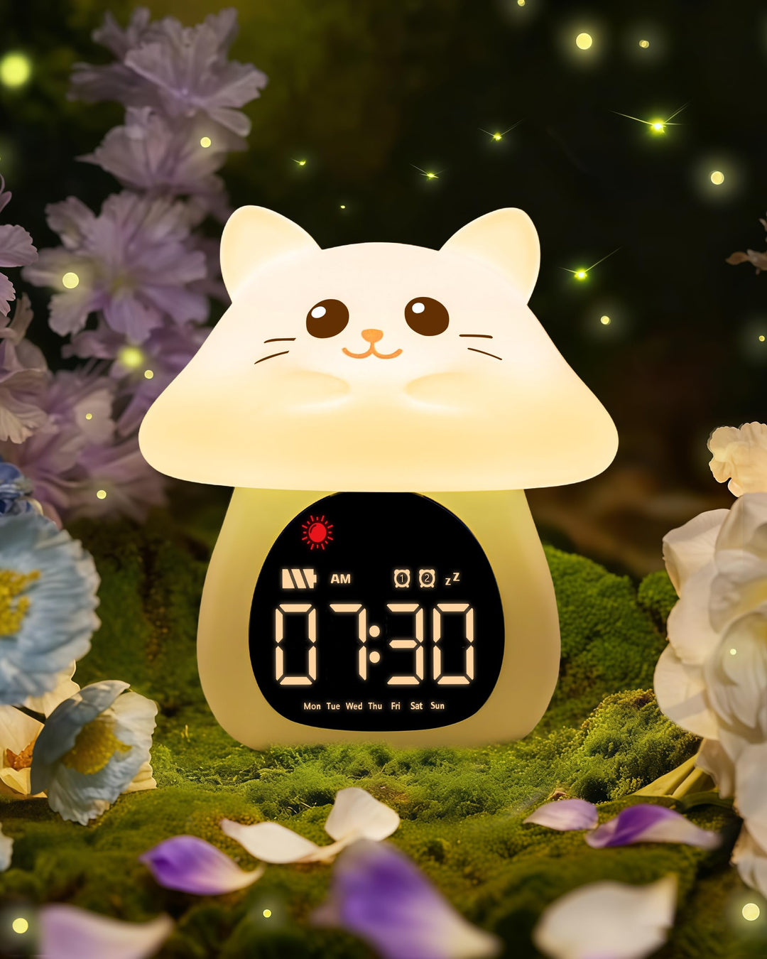 Yiliaw Kinder Schlaflern-Wecker mit Nachtlicht, Ok to Wake Uhr, Doppelalarm, RGB Farben, 6 Wecktöne