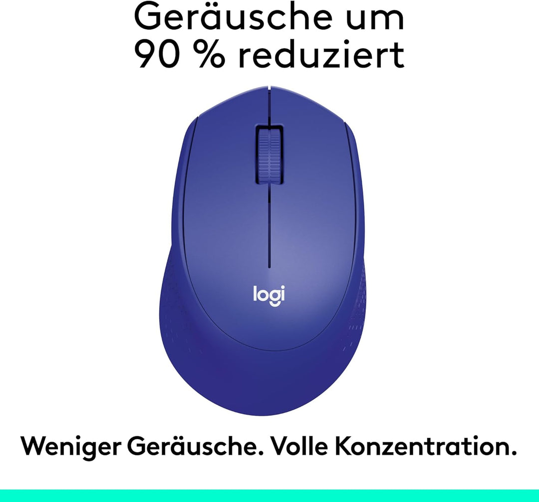 Logitech M330 SILENT PLUS Kabellose Maus, 2,4 GHz mit USB-Nano-Empfänger, 1000 DPI Optical Tracking,