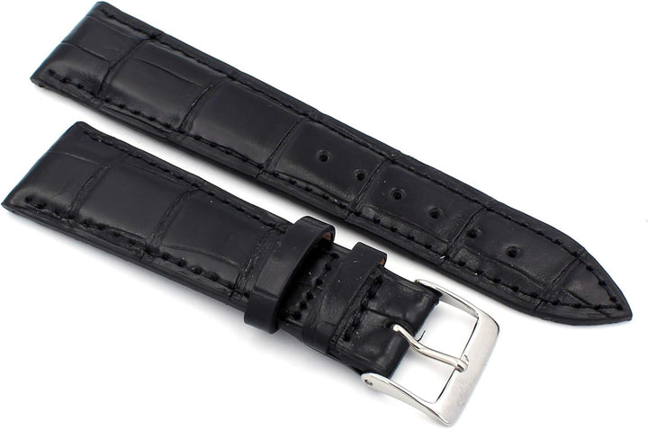 22mm Echt Alligator Vintage hangemacht in Deutschland Uhrenarmband in Schwarz