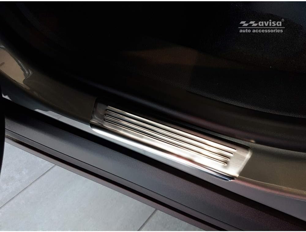 Avisa Stainless Steel Door sill Protectors Compatible with Ford Kuga III 2019- 'Lines' - 4-Pieces