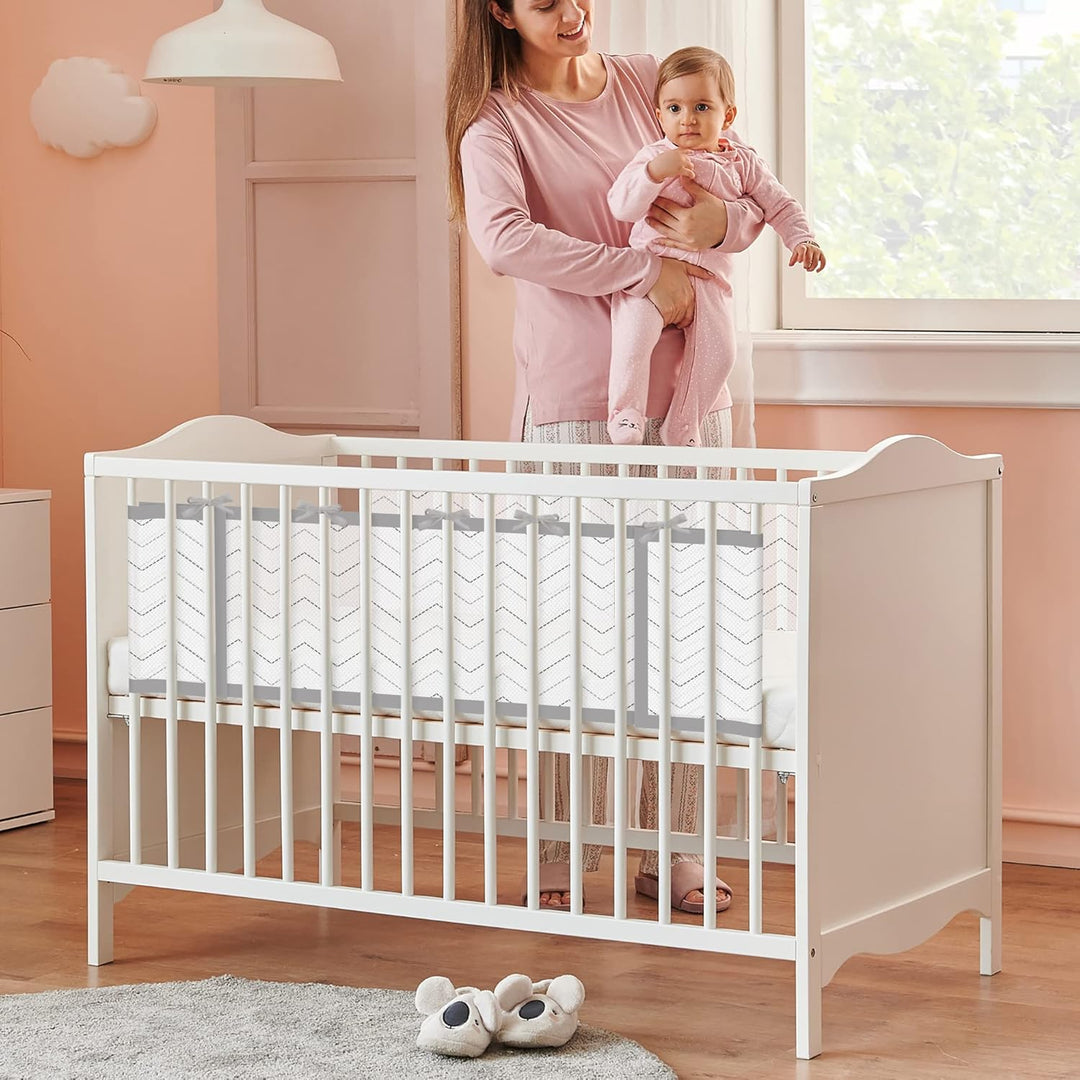 WYSWYG® Atmungsaktive Babybett Umrandungen für Sicherheit &amp; Komfort, Premium Bettumrandung Babybett