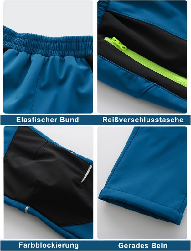 Zzkouine Kinder Softshellhose Schneehose Thermohose Hosen Jungen Mädchen Winterhose Outdoorhose Wand