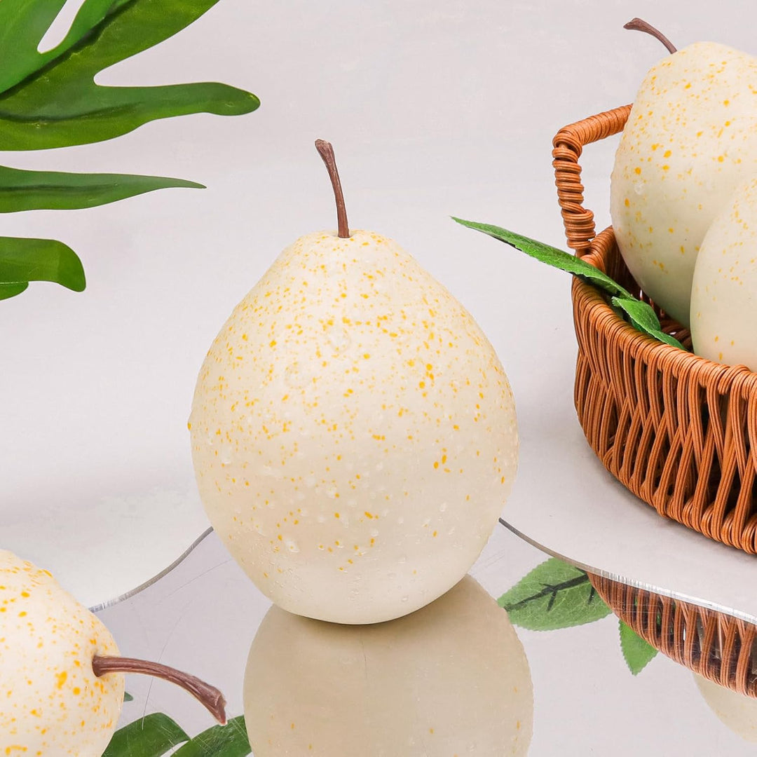 6pcs künstliche weisse Birne Dekoration gefälschte Frucht Birnen lebendige realistische Kunststoff L