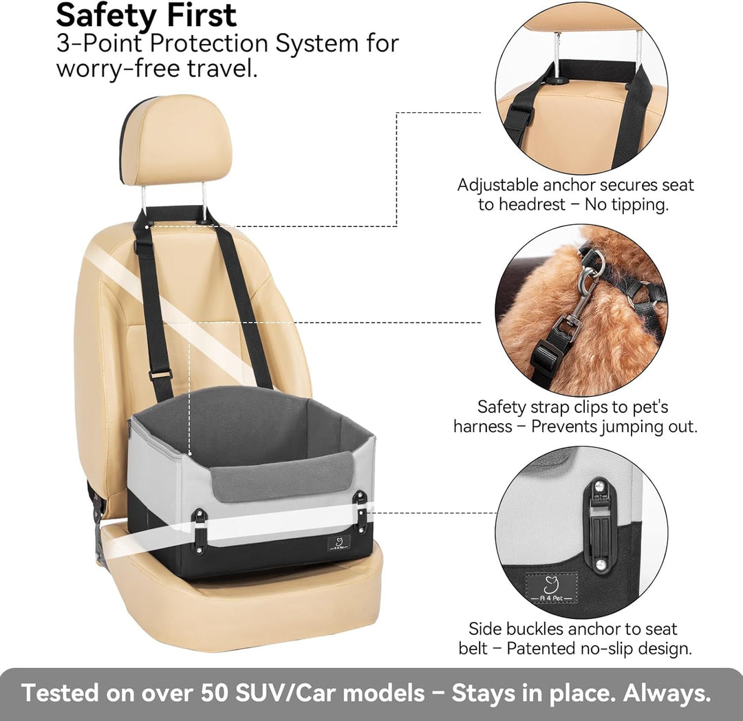 A 4 Pet Hundeautositz Hundesitz kleine Hunde mit Gurtbefestigung, Autositz Hundesitz Rückbank Beifah