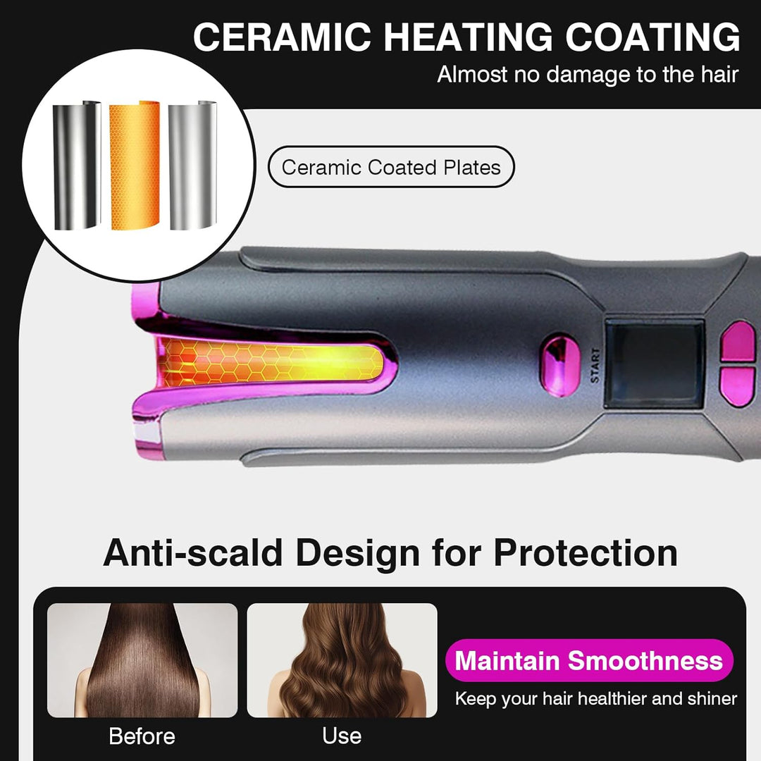 Automatischer Lockenstab, Tragbarer Kabelloser Automatischer Lockenstäbe Automatisch Rotierender Loc