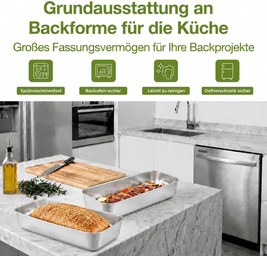 TEAMFAR 2 Stück Kastenform Kuchen, 31,5 cm Edelstahl Gross Brotbackform Brotform für Kuchen Toast Br