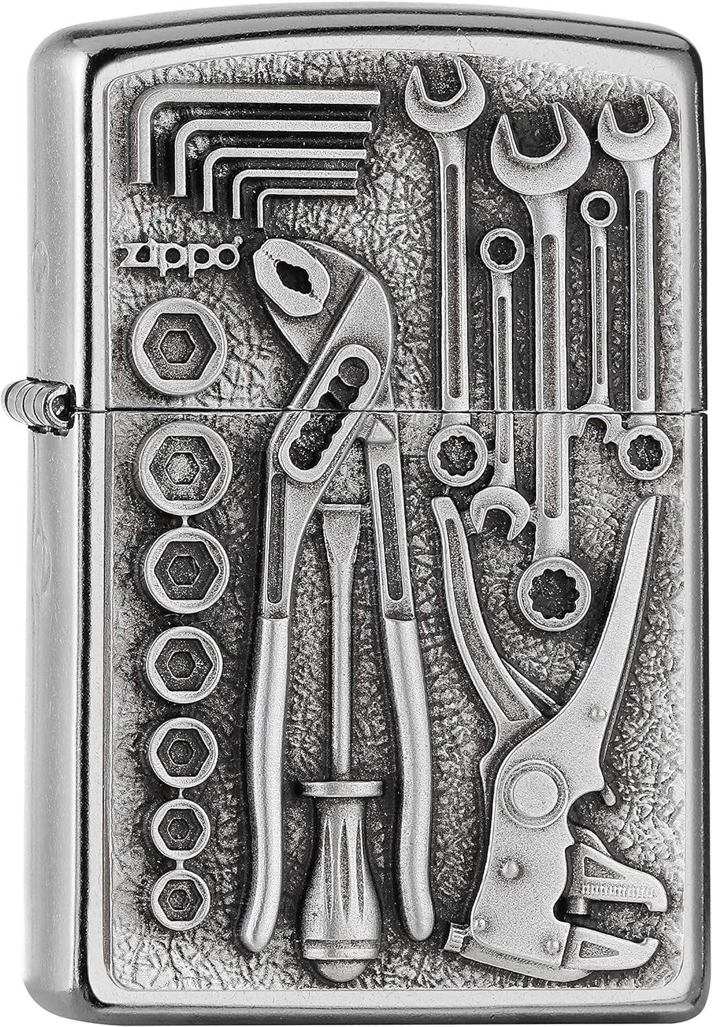 ZIPPO 2007114 – Sturmfeuerzeug, Toolbox, Emblem Attached, StreetChrome,nachfüllbar,inhochwertigerGes