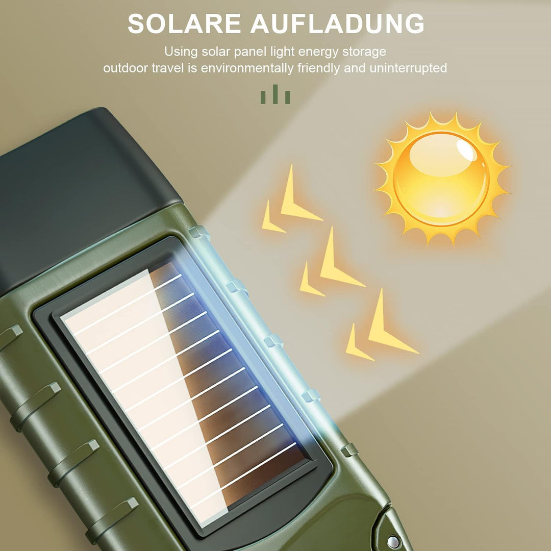 REKALRO LED Handkurbel Wiederaufladbare Taschenlampe 3pcs, Solar mit Wandern Schnalle, Kurbeltaschen