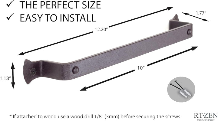 RTZEN Rustikaler moderner Handtuchhalter aus Schmiedeeisen | Dekorativer 30,5 cm grosser für Küche,