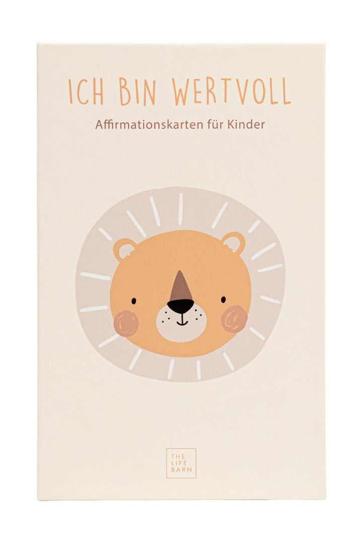 The Life Barn Affirmationskarten für Kinder mit Holzaufsteller – 30 Achtsamkeitskarten für mehr Selb