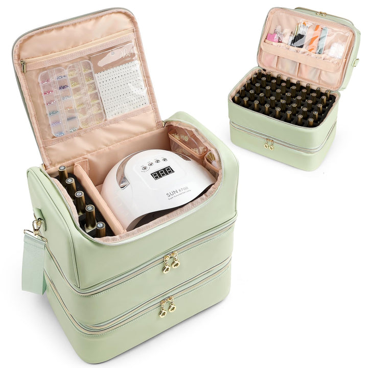 Uross Nagellack Organizer für 90 Nagellackflaschen und 1 LED-Nagellampe, Extra large Nagellack Aufbe