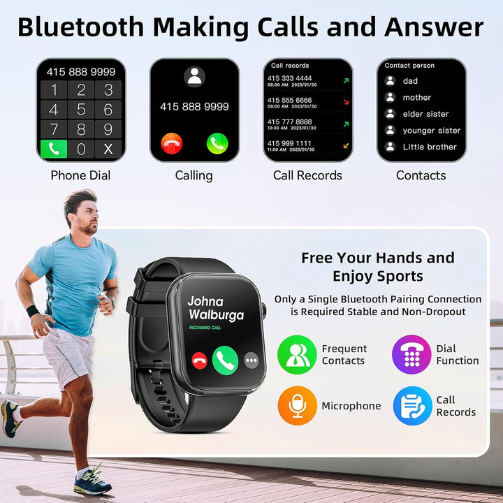 Hwagol Smartwatch Damen Herren, 1.85" Zoll Touchscreen Smart Watch mit Bluetooth Anrufe, Uhr Damen H