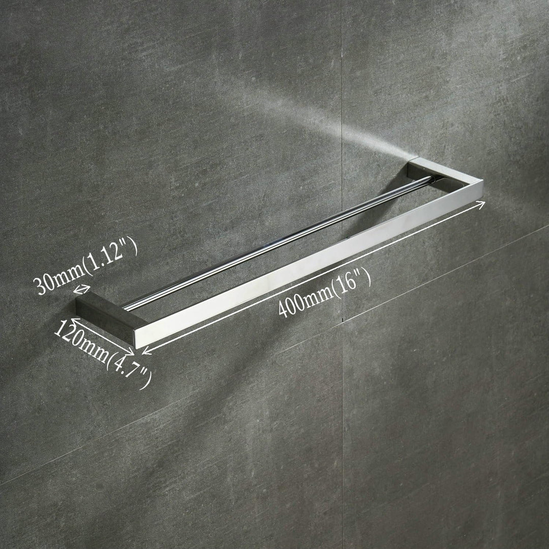 Beelee Badezimmer Toilette Doppelte 40cm Handtuchstange Wandhalterung, Edelstahl - Edelstahl, Polier