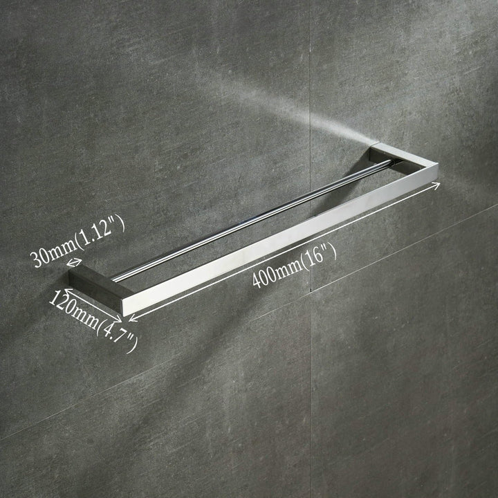 Beelee Badezimmer Toilette Doppelte 40cm Handtuchstange Wandhalterung, Edelstahl - Edelstahl, Polier