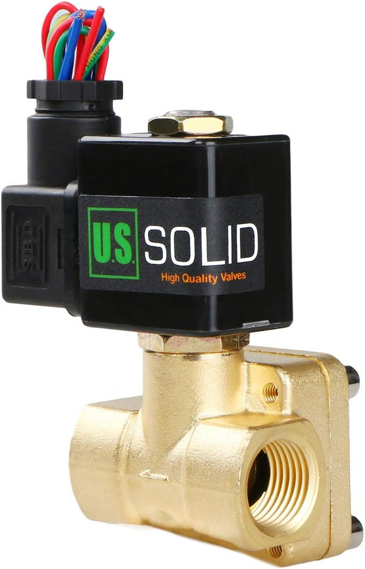 U.S. Solid 1/2" G 230V AC Messing Magnetventil 0,1-16 Bar für Wasser Luft Gas Öl, NC, VITON, Vertika
