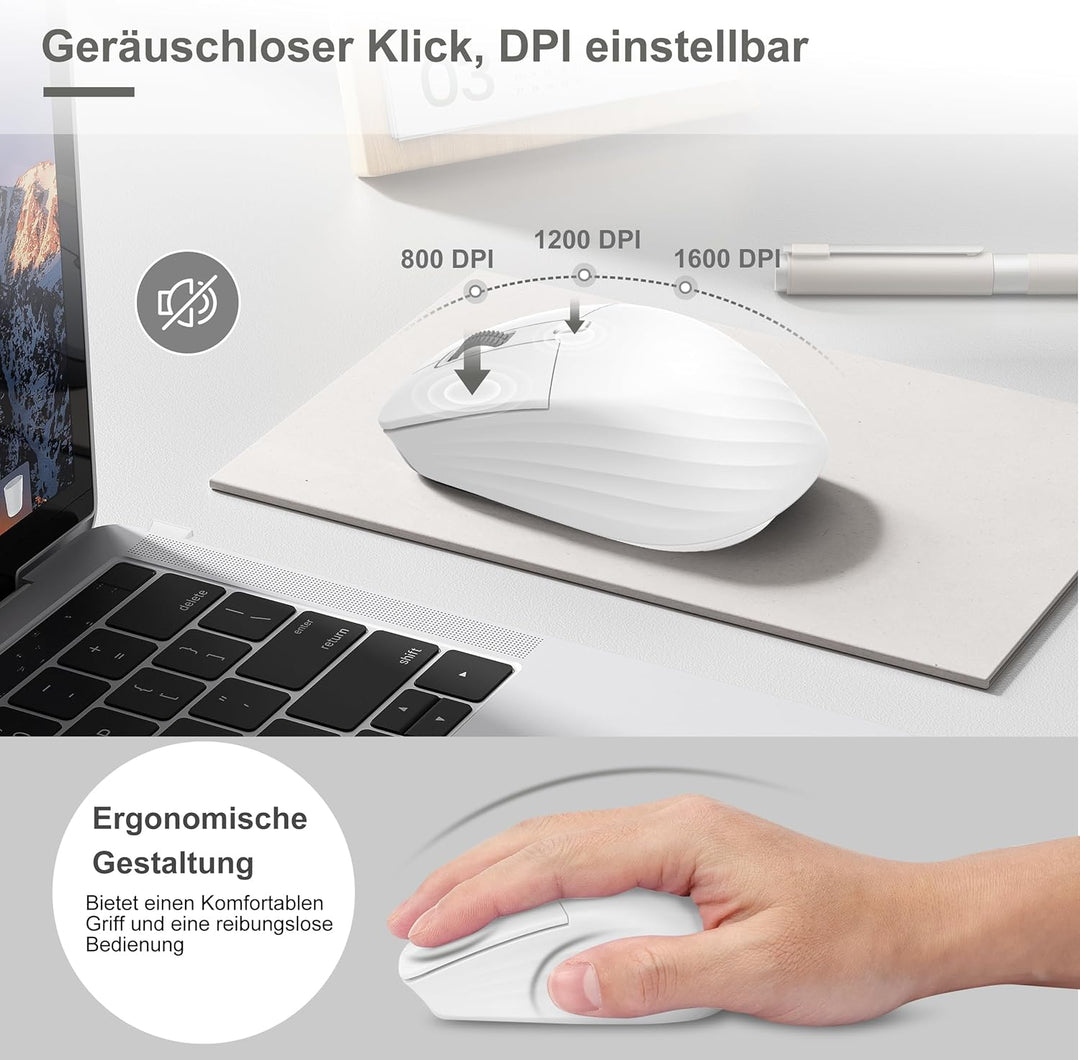LeadsaiL FA98 Mechanische Tastatur und Maus set Kabellos, QWERTZ Layout Funktastatur mit Maus, Low-P