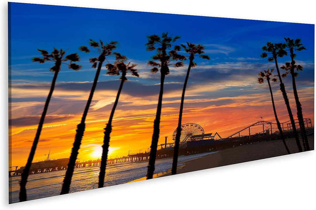 islandburner Bild auf Leinwand Santa Monica Kalifornien Sonnenuntergang Am Pier Bilder Wandbilder Po