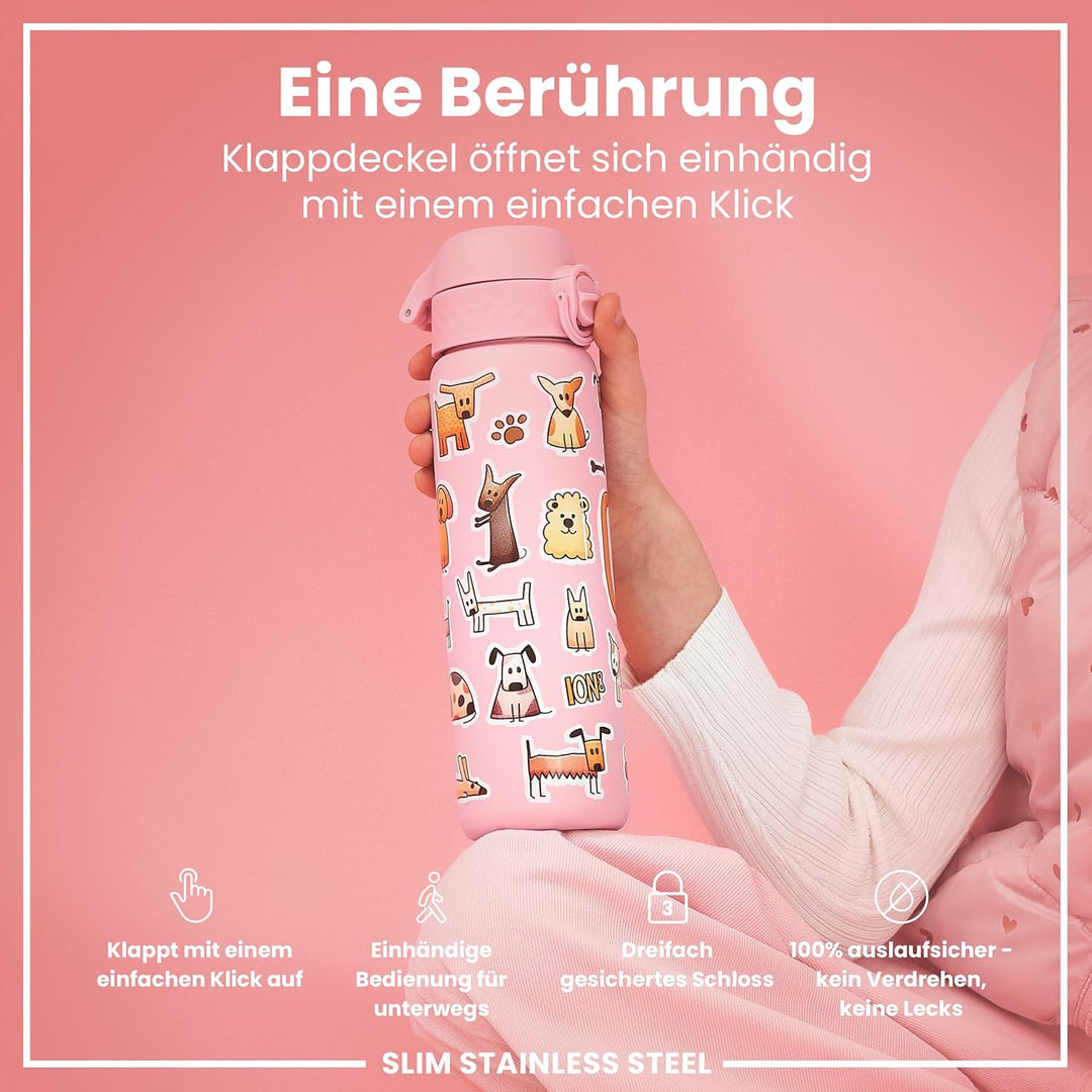 ion8 Leicht Stahl-Trinkflasche 600 ml Nicht IsoliertAuslaufsicher Einhandöffnung Sichere Verriegelun