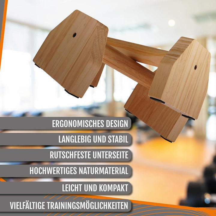 Liegestützgriffe aus Holz – Ergonomische Handstandgriffe, rutschfeste Push-Up Bars für Calisthenics,