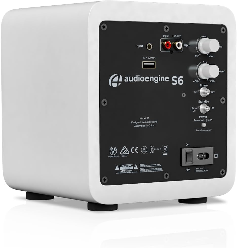 Audioengine S6 Aktiv Subwoofer 15 cm kompakte Grösse, kraftvoller Bass in einem kleinen Paket - 210