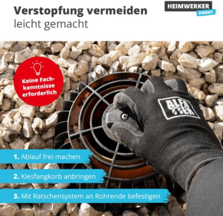 Alfa Kiesfangkorb Laubfangkorb Spannbereich von 70-200 mm individuell einstellbar - Keine Rohrversto