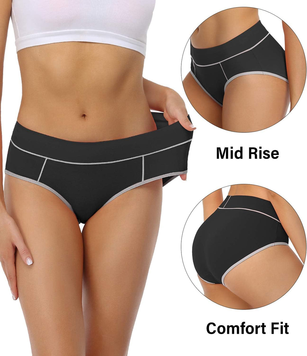 wirarpa Unterhosen Damen Midi Taille Slip Baumwolle Bequeme Unterwäsche Mehrpack