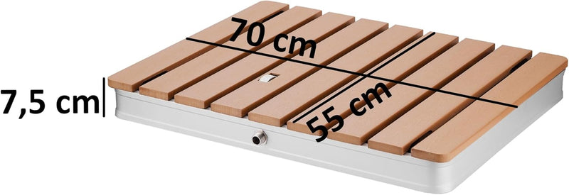 Zelsius Bodendusche in Holzoptik 70 x 55 cm | Braun | Fontänenhöhe bis 4 m | Eckige Gartendusche, Ca