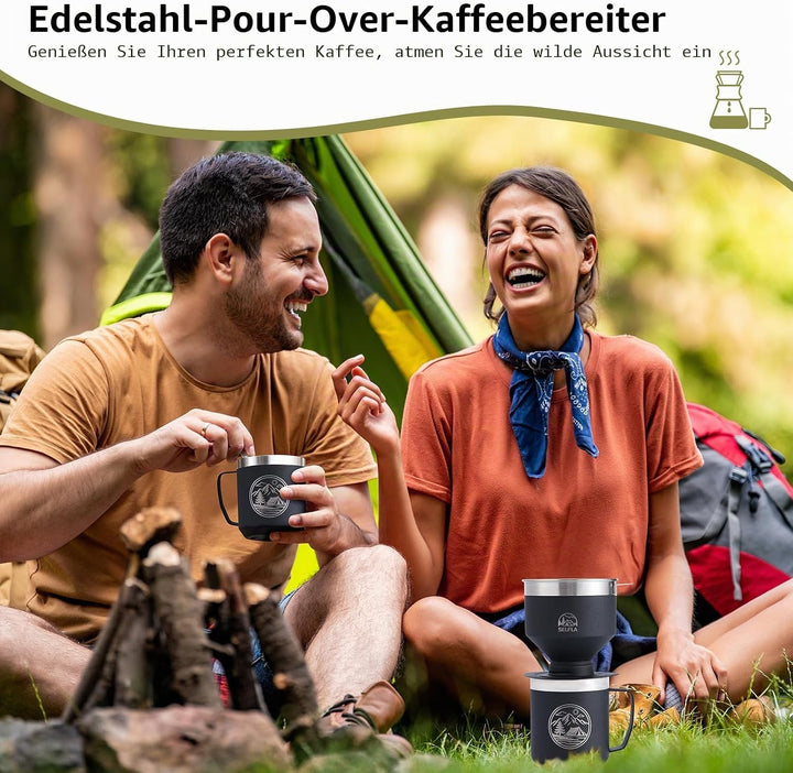 SELFLA Edelstahl-Kaffeefilter, Wiederverwendbarer Tropfer für Isolierbecher, Papierselbsttragend für