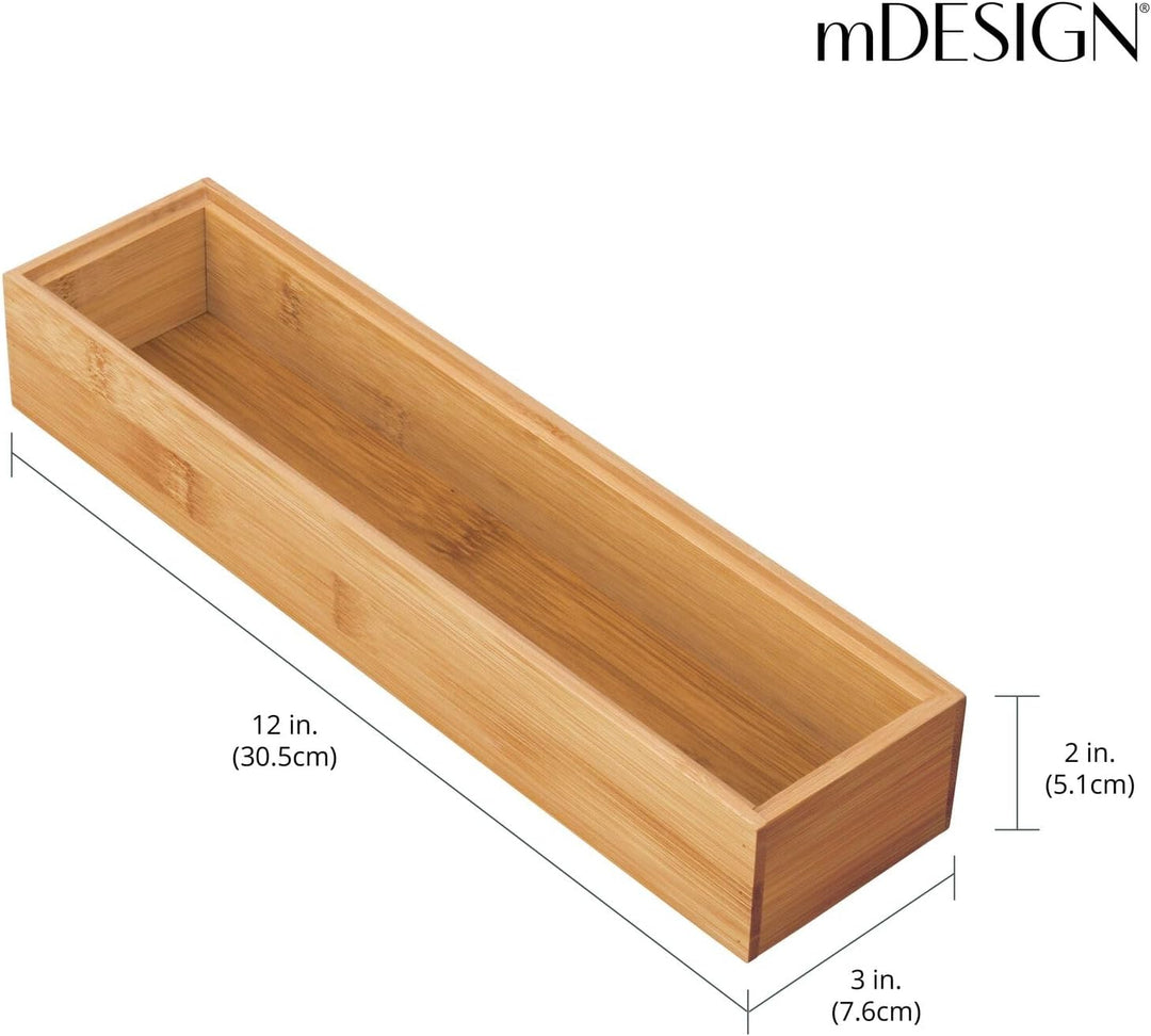 mDesgn 6er-Set Aufbewahrungsbox für Schreibtisch und Badezimmer – rechteckige Schubladenbox aus Bamb