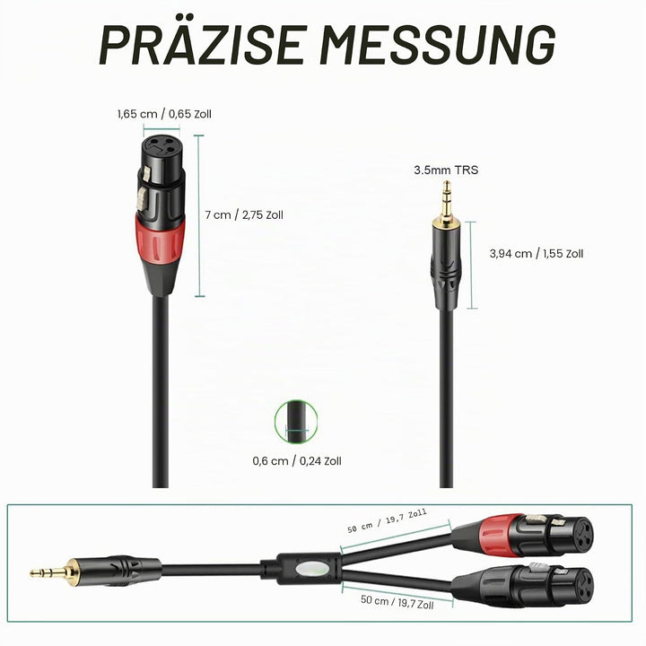Mikrofon kabel, Dual Weiblich XLR auf 3,5mm Y-Splitter, Unausgewogen 3,5mm Mini Jack TRS Stereo Aux