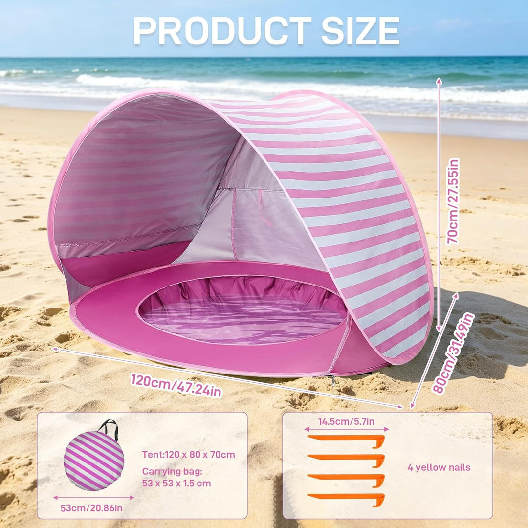 Strandmuschel Baby - UV Schutz 50+ Pop Up Strandmuschel - Baby Pool mit Sonnenschutz - Baby Strandze