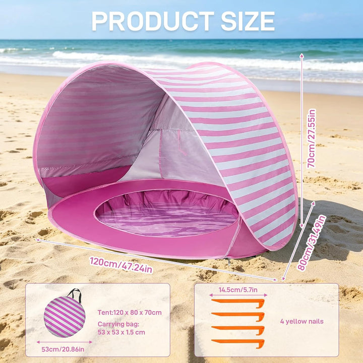 Strandmuschel Baby - UV Schutz 50+ Pop Up Strandmuschel - Baby Pool mit Sonnenschutz - Baby Strandze