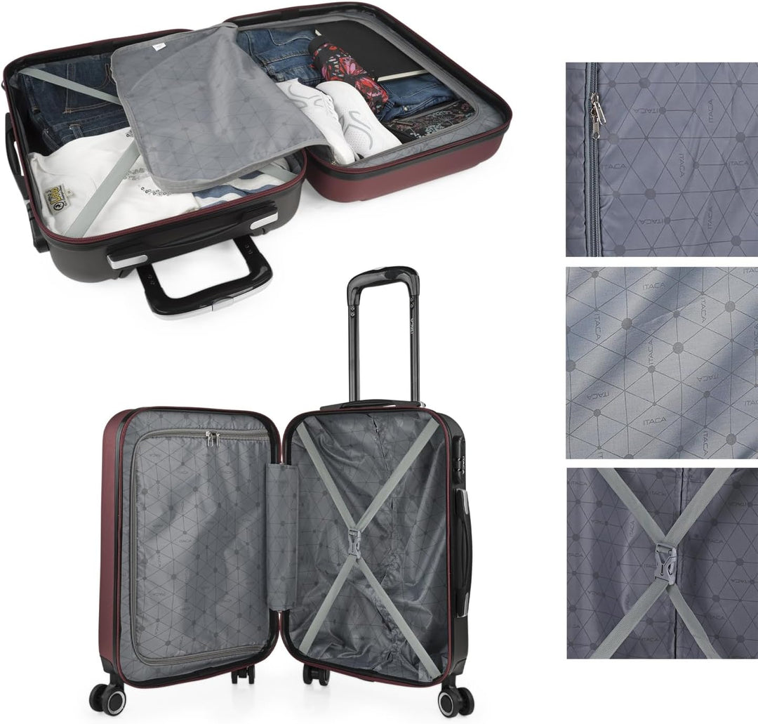 ITACA - Trolley Handgepäck Cabin Trolley Koffer Reisekoffer Hartschalenkoffer mit Zahlenschloss - Ka