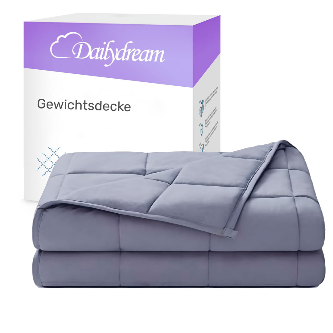 Dailydream Therapie Gewichtsdecke aus Baumwolle, 9,5Kg für Erwachsende, 155 x 200 cm, Grau Grau 155x