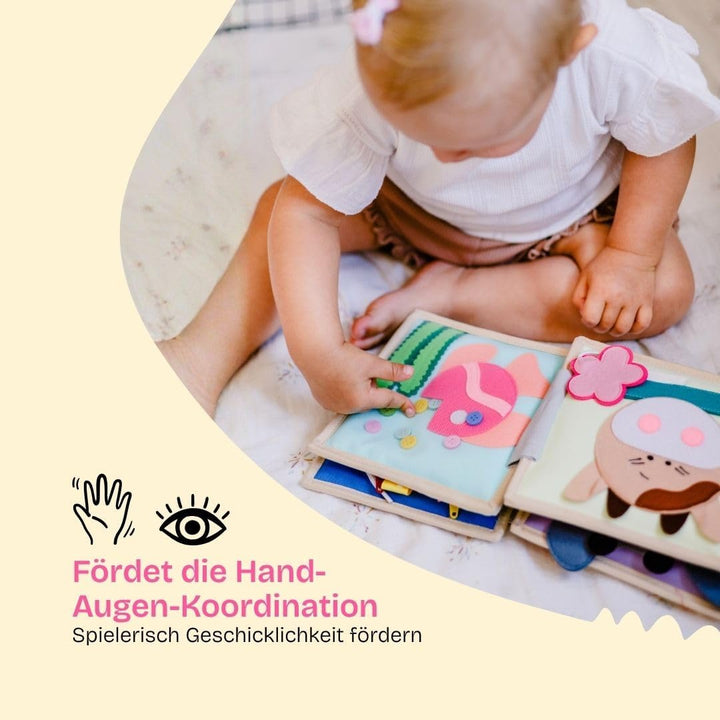 Jolly Designs 6-seitiges Mini Quiet Book Magischer Vogel - Montessori Lernspielzeug Aus Hochwertigem