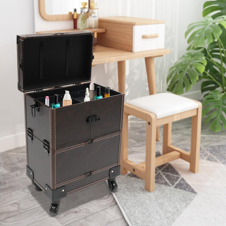 Professioneller Makeup-Koffer auf Rollen – Kosmetik-Trolley mit Herausnehmbaren Fächern, Wasserabwei